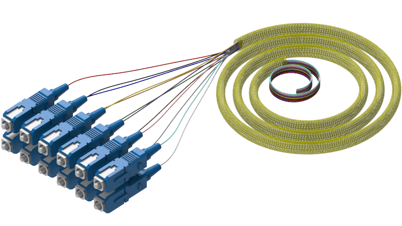Ensamble Pigtail Cable de 12 fibras con conector SCUPC