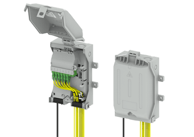 Caja mural COYOTE® DEN para empalmes de fibra óptica